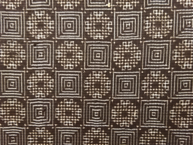 JAPANESE KIMONO / ANTIQUE KIMONO / DORO OSHIMA TSUMUGI / WOVEN GEOMETRIC
